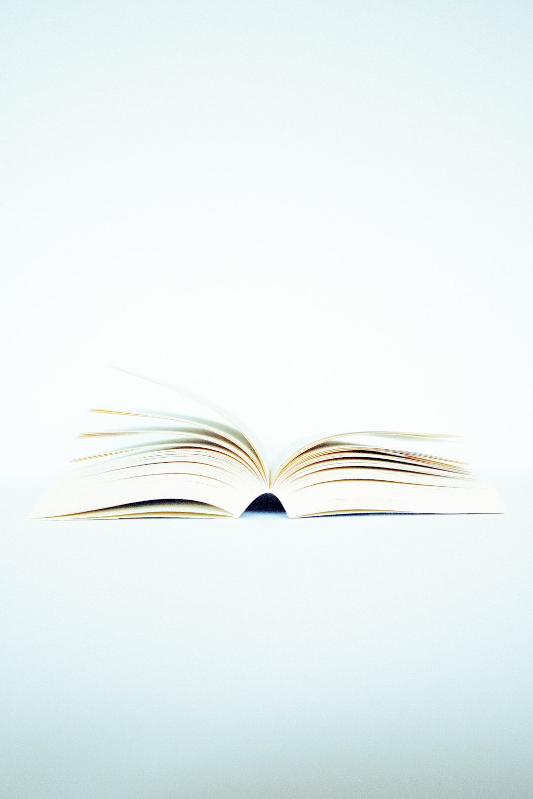Single open hardcover book with pages fanned out
